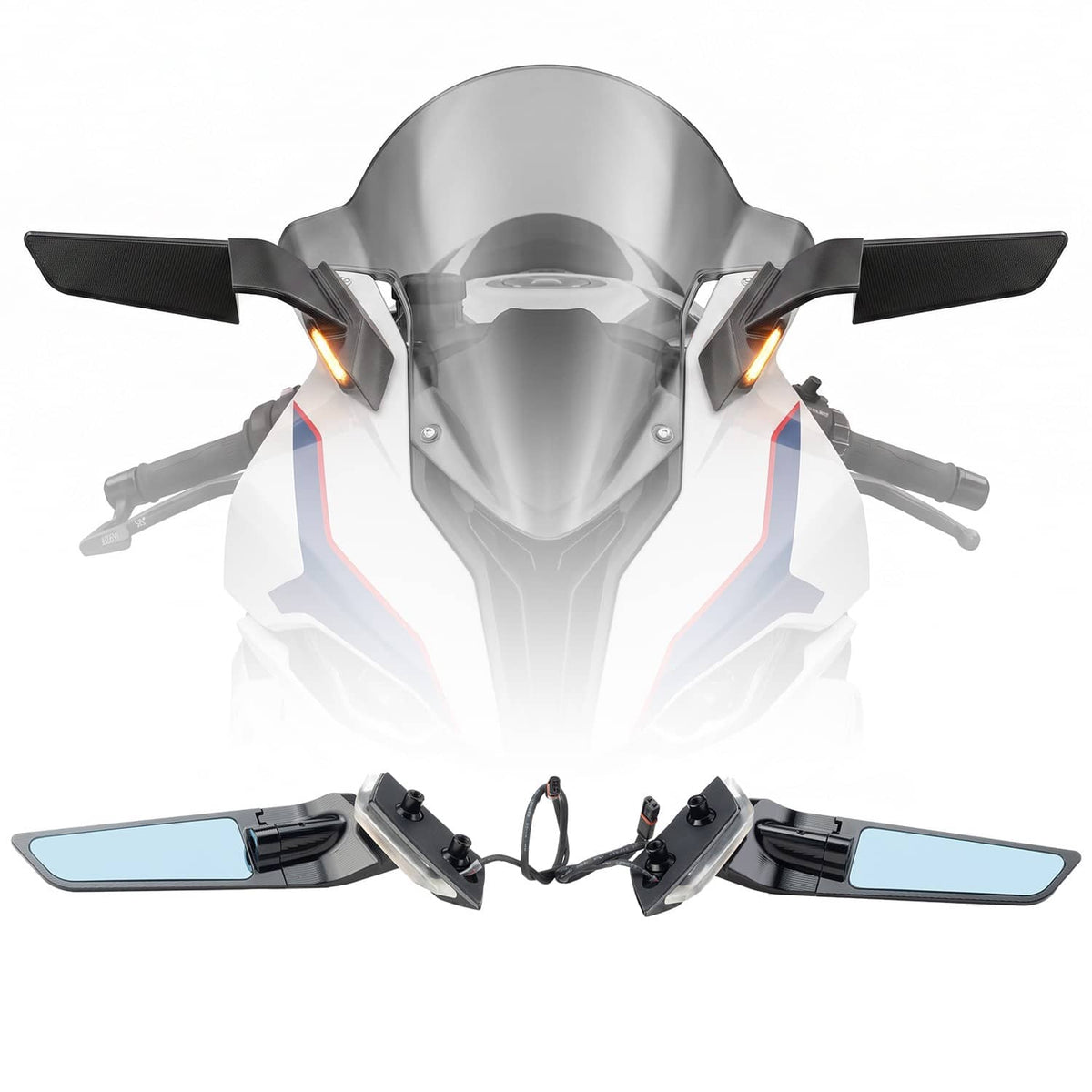 Bethesda Industrial CNC Aluminum Adjustable Wind Wing Side View Mirrors For BMW S1000RR 2019-2026
