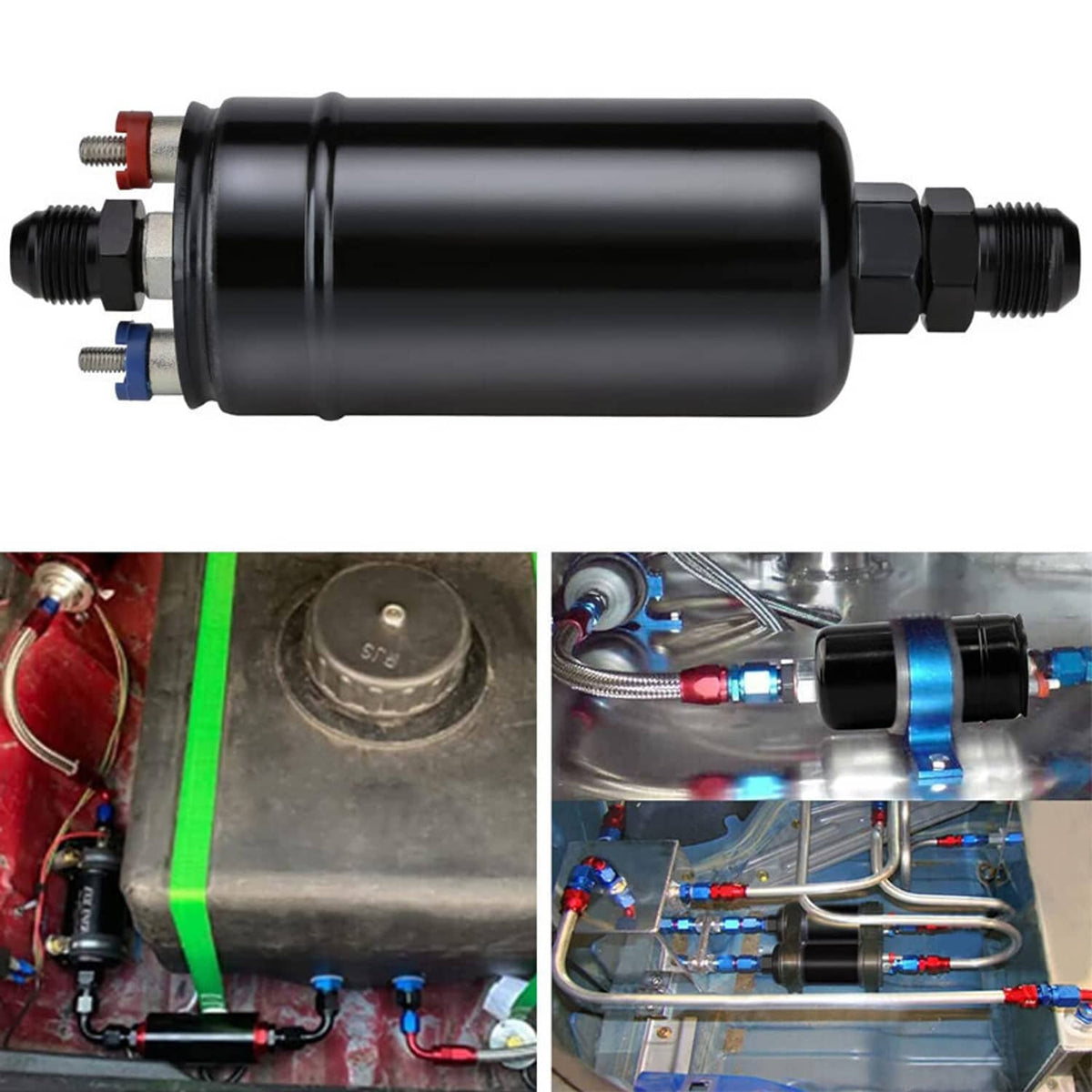 Bethesda Industrial 2L Billet High Flow Swirl Fuel Surge Tank AN6 Fitting & 044 External Fuel Pump