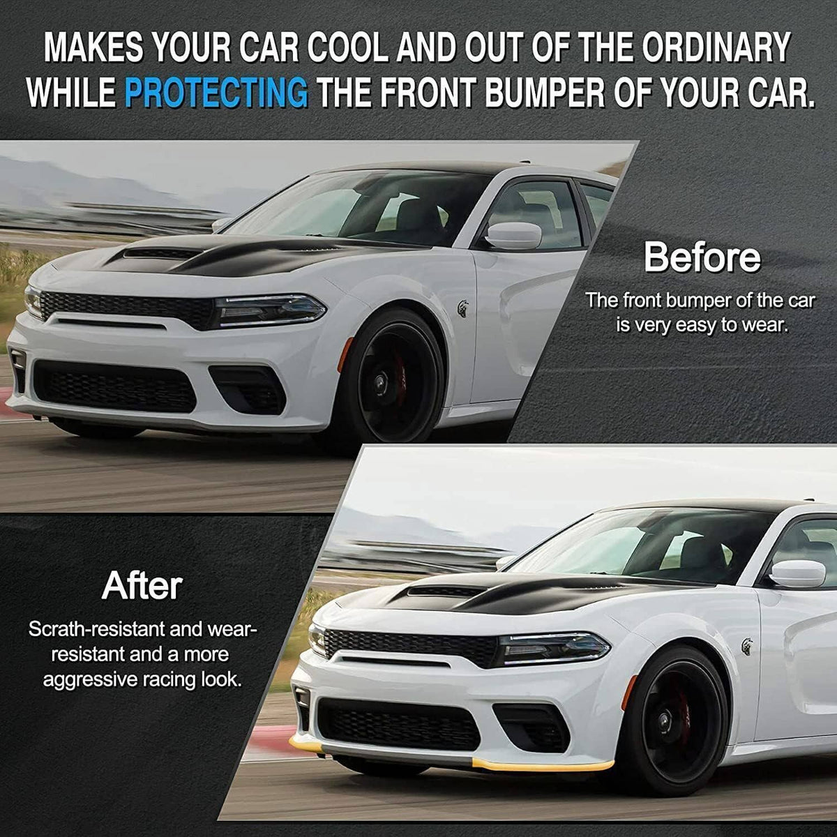 Bethesda Industrial Front Bumper Lip Splitter Trim Cover Yellow For 2015-2022 Dodge Charger SRT Scat