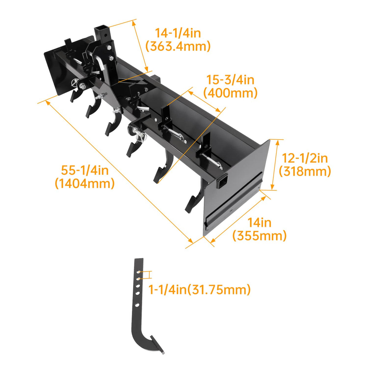 Bethesda Industrial 55" Tow Behind Box Scraper Blade Three-Point Quick Hitch For Cat 0 Cat 1 Tractor