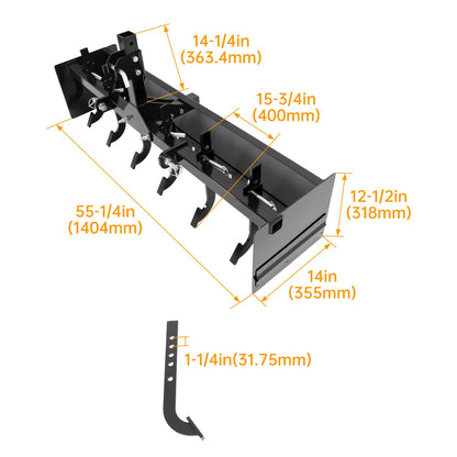 Bethesda Industrial 55" Tow Behind Box Scraper Blade Three-Point Quick Hitch For Cat 0 Cat 1 Tractor