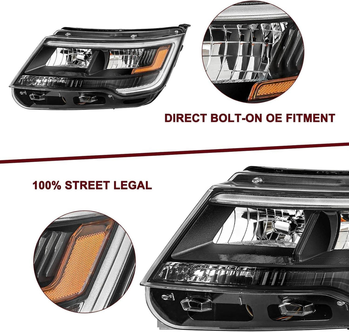 Bethesda Industrial Left & Right Side Headlights Assembly w/LED DRL For 2016-2019 Ford Explorer