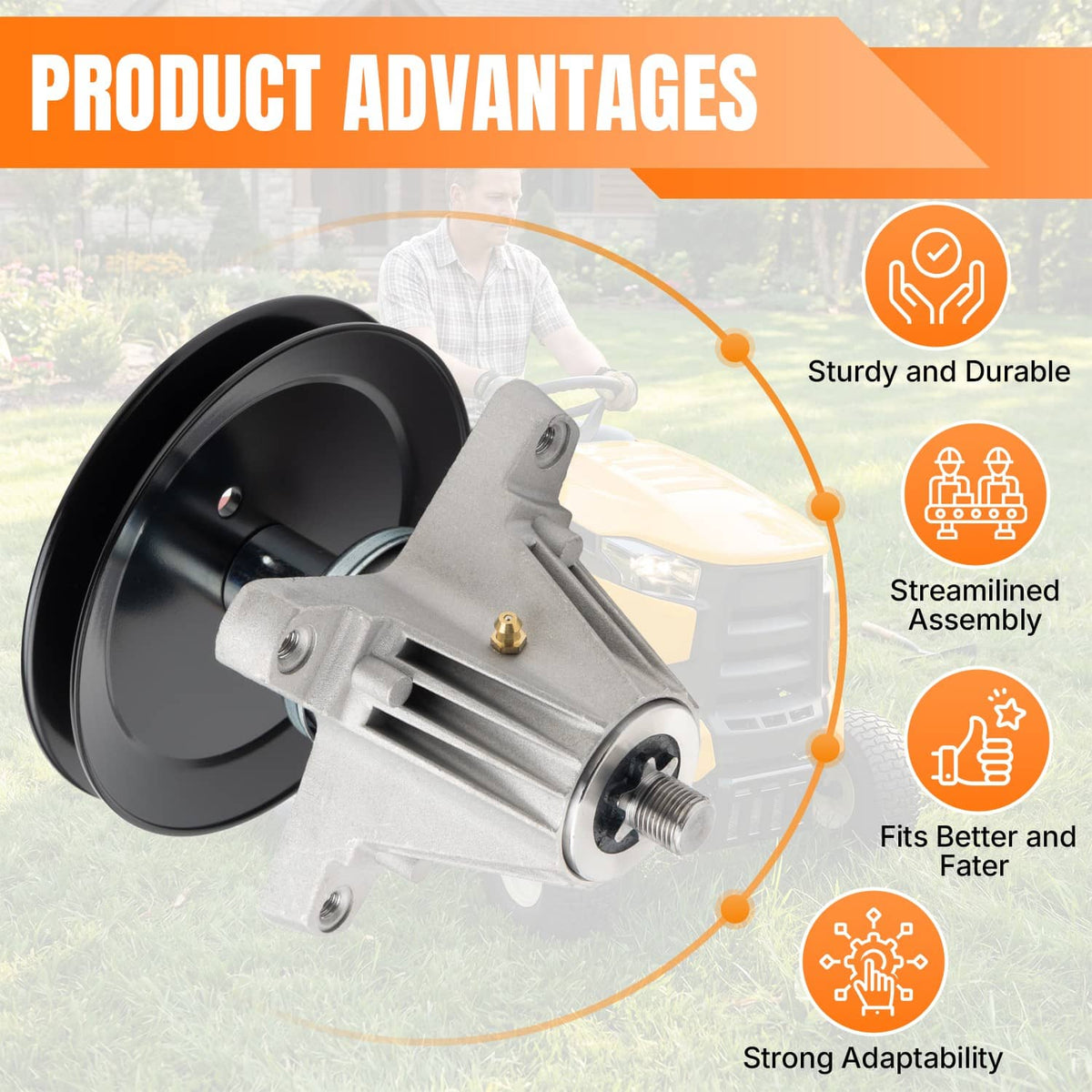 Bethesda Industrial (1 Pack) 42" Spindle w/ Pulley for MTD Cub Cadet XT1-LT42 XT1LT42 KH Enduro 42"