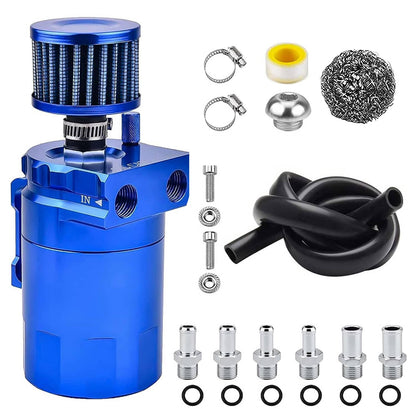 Bethesda Industrial Universal Blue Oil Catch Can Tank Kit Polish Baffled Reservoir w/Breather Filter