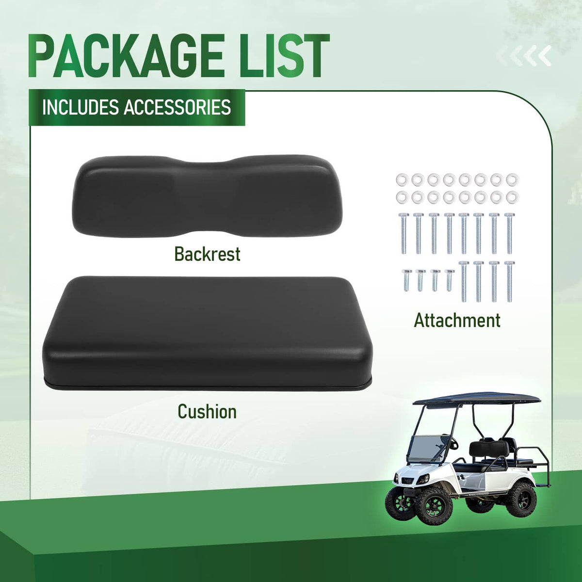 Bethesda Industrial For Club Car DS 2001-2012 Golf Cart Front Seat Back & Bottom Cushion Assembly