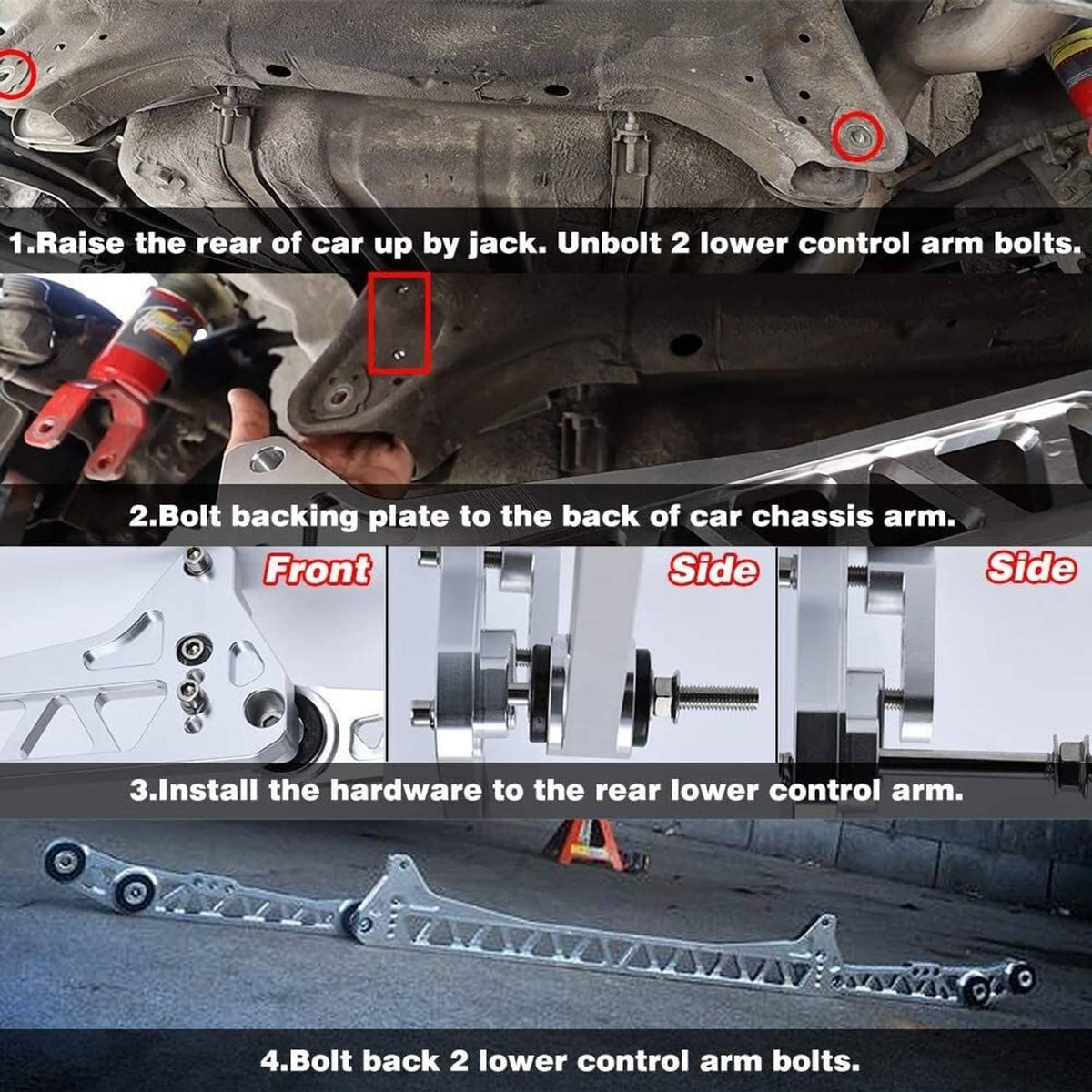 Bethesda Industrial Rear Lower Control Arm Subframe Brace Tie Bar for 1992-1995 Honda Civic EG 88-95
