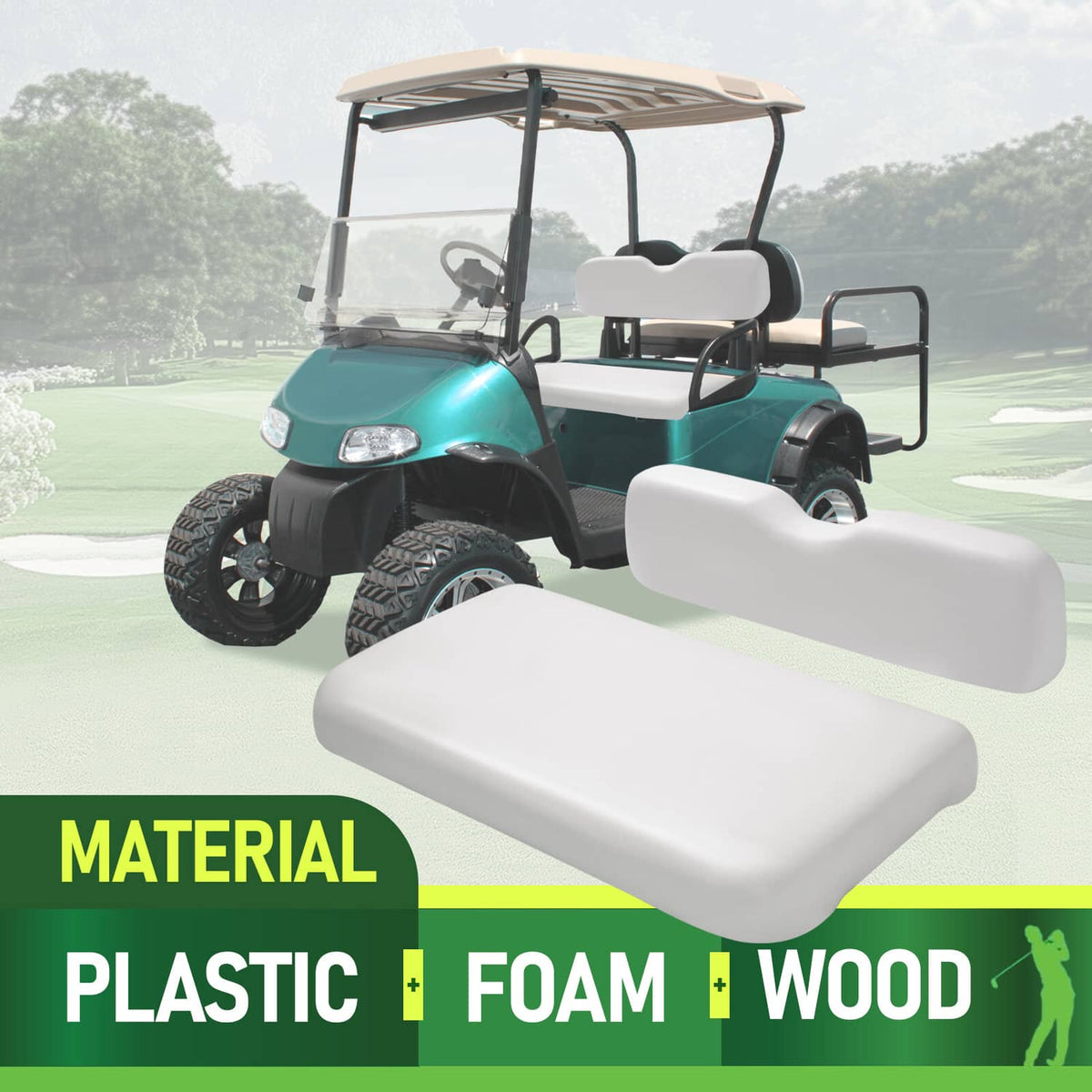 Bethesda Industrial White Golf Cart Front Seat Bottom Cushion Backrest For EZGO RXV 2008-Up Models