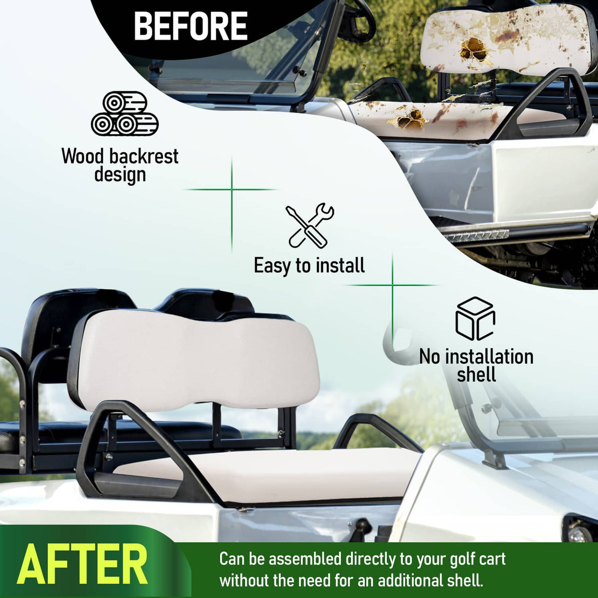 Bethesda Industrial Front Seat Bottom & Seat Backrest Golf Cart Back For Club Car DS 2000.5-up