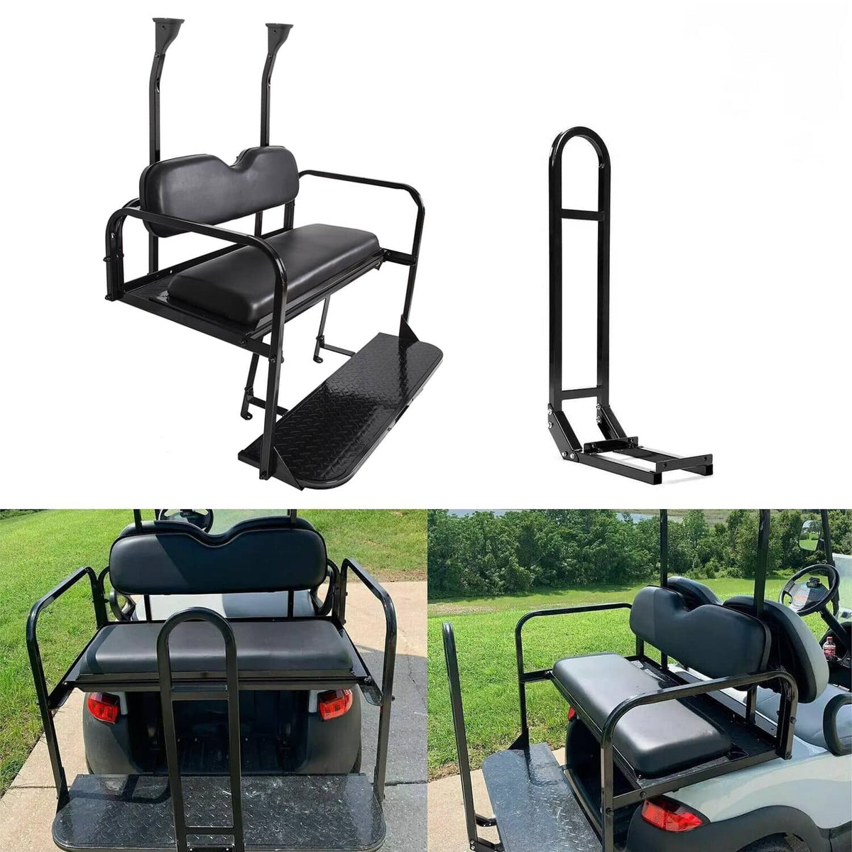 Bethesda Industrial Rear Flip Seat Back Seat Kit For Club Car PRECEDENT/TEMPO Golf Cart w/ Grab Bar