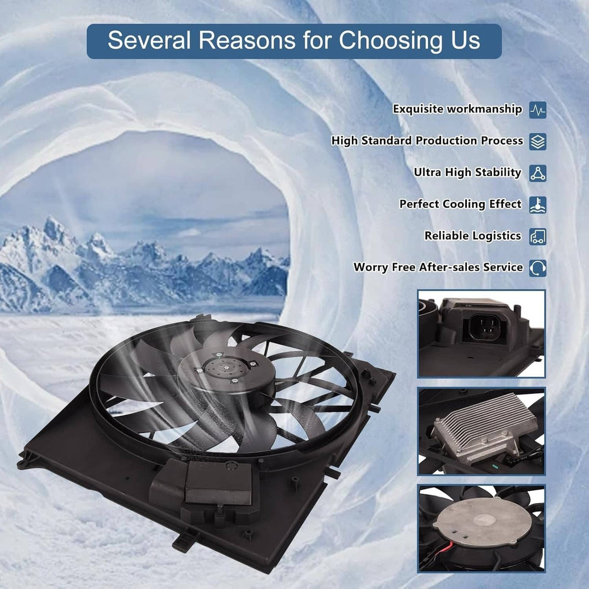 Bethesda Industrial Radiator Cooling Fan Assembly 2205000193 For 2000-2006 MERCEDES-BENZ S430 S500