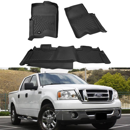 Bethesda Industrial Floor Mats 2 Row Liner Fit for 2004-2008 Ford F-150 SuperCrew Cab All Weather