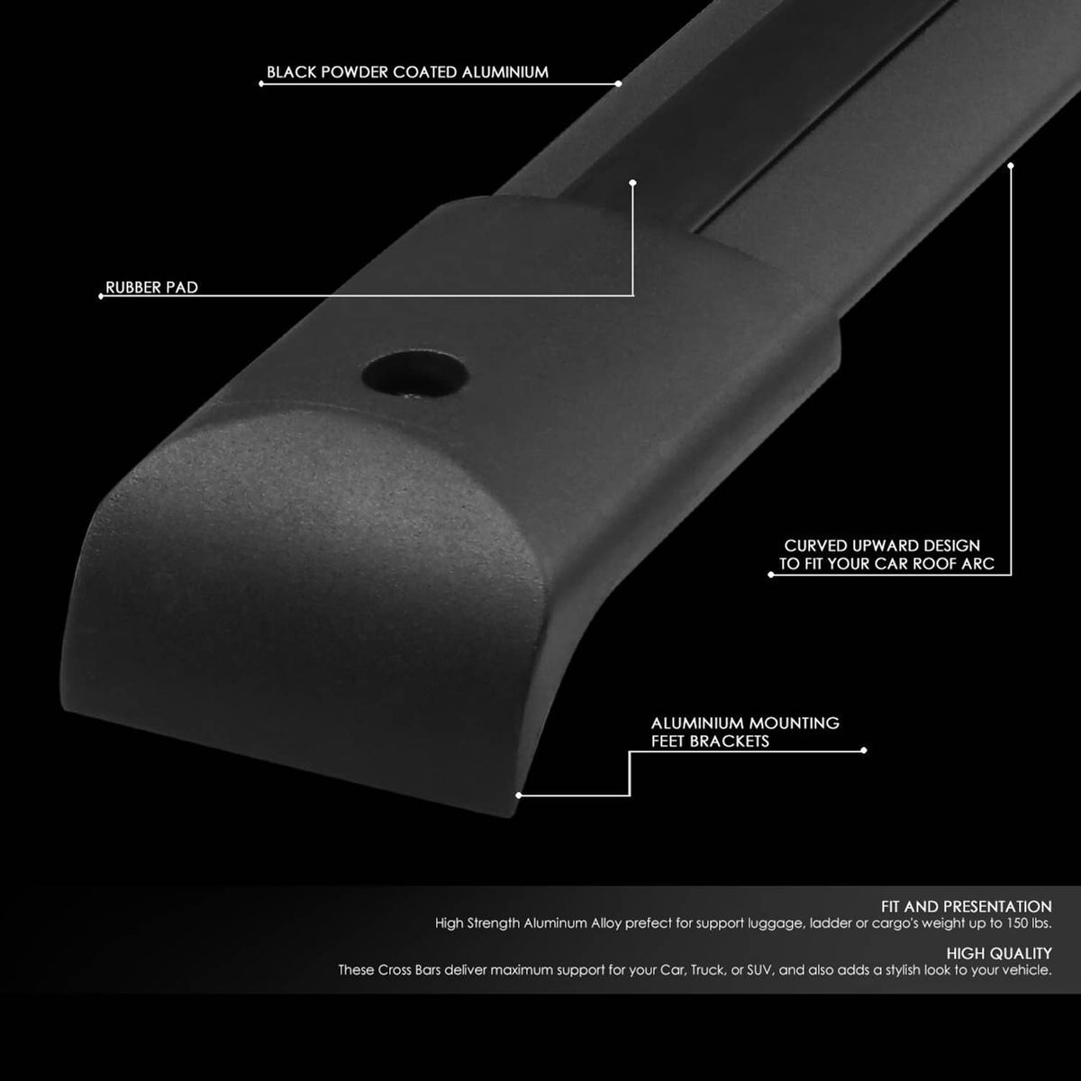 Bethesda Industrial Aluminum Roof Rack Top Rail Cross Bar Pair Fits For 2003-2008 Honda Pilot