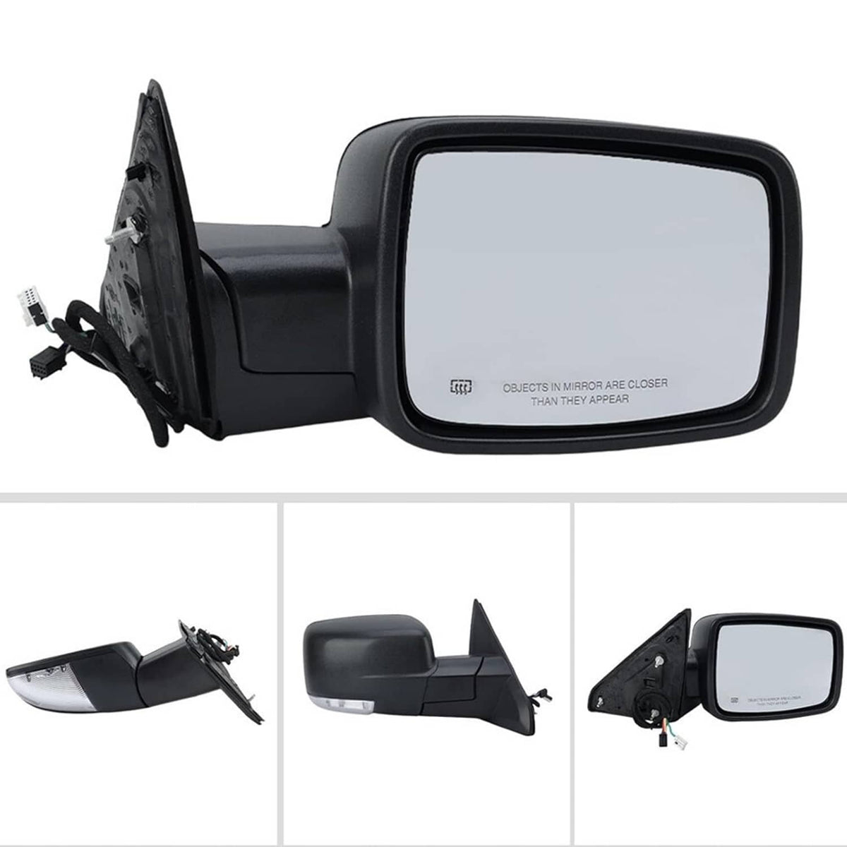 Bethesda Industrial Fits 2013-2019 Ram 1500 Power Folding Right Side Mirror Black Cover w/ Signal