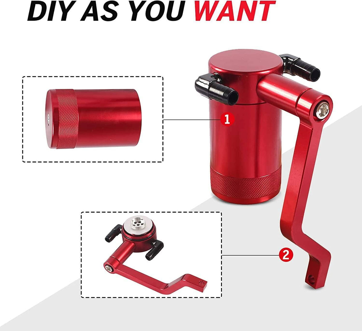 Bethesda Industrial Oil Catch Can Kit Z-Bracket Red Finish Fit For 2011-21 Dodge Challenger Chrysler
