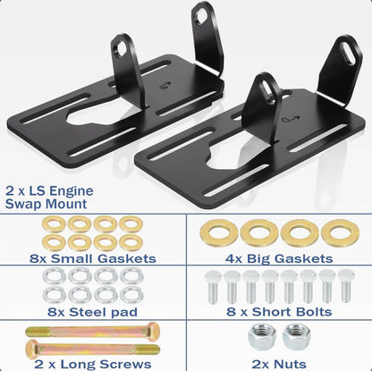 Bethesda Industrial Adjustable Conversion Engine Motor Mounts For 88-98 Swap LS1/LS2/LS6/LSX/LQ4/LQ9