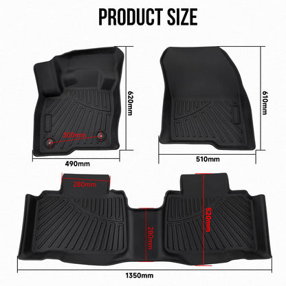 Bethesda Industrial All Weather 3D Mold Floor Mats for 2015-2024 Ford Edge 1st & 2nd Rows Car Liners