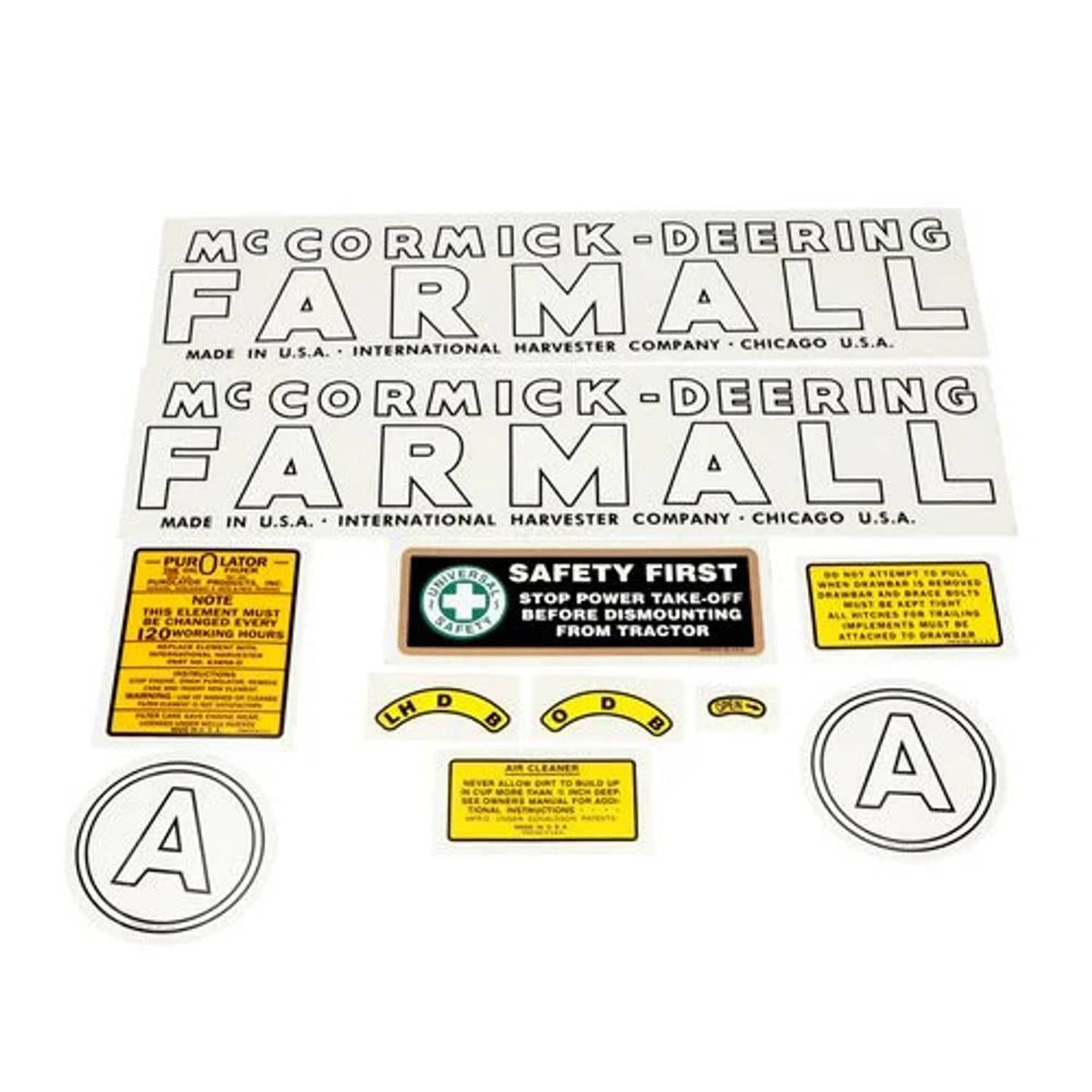 Bethesda Industrial McCormick-Deering Farmall Decal Set A Mylar fits International A