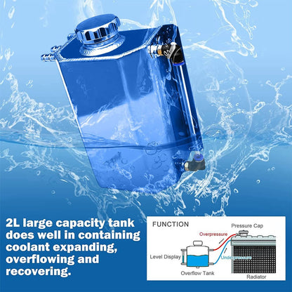 Bethesda Industrial Universal 2L Aluminum Coolant Radiator Overflow Recovery Water Tank Bottle New