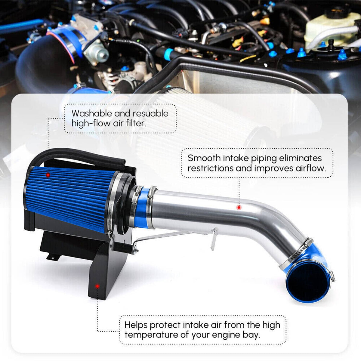 Bethesda Industrial 4" Cold Air Intake System & Heat Shield For 99-07 Chevy GMC V8 4.8L 5.3L 6.0L