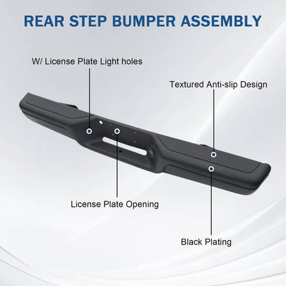 Bethesda Industrial REAR STEP BUMPER ASSEMBLY STEEL WITH PADS FOR 1997-2004 DODGE DAKOTA BLACK