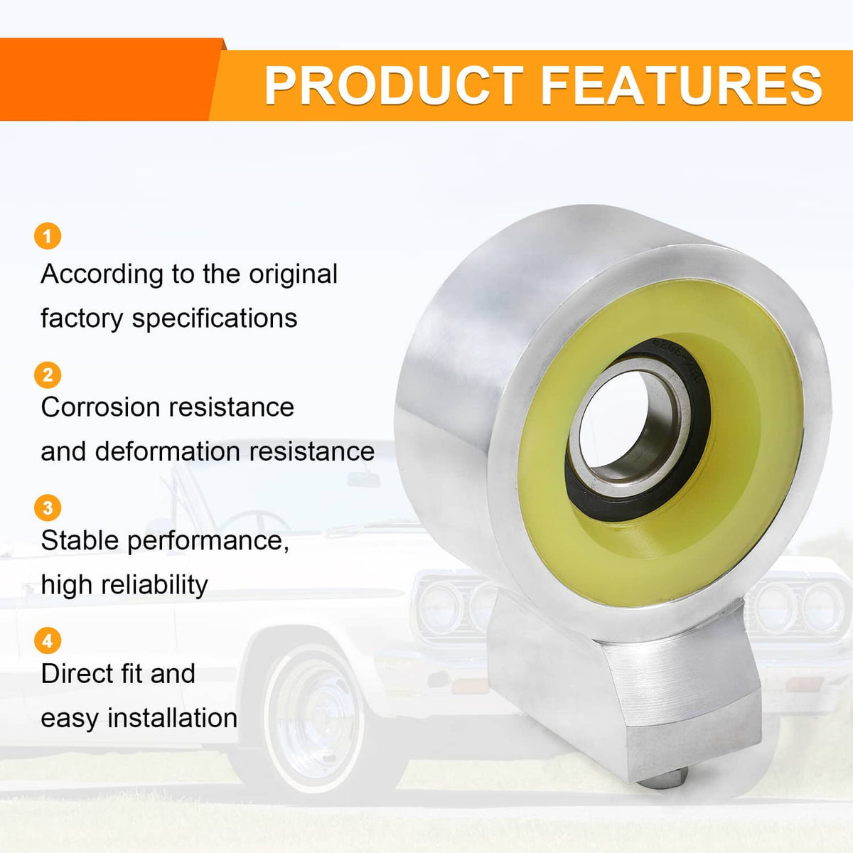 Bethesda Industrial Heavy Duty Aluminum Poly Driveshaft Carrier Bearing For 58-1964 Chevy Impala