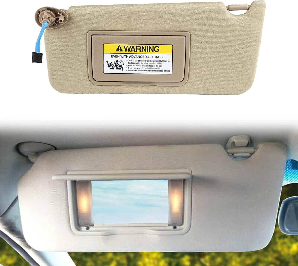 Bethesda Industrial Left Driver Side Sun Visor w/ Light & Mirror For 2008-2017 Honda Accord Beige