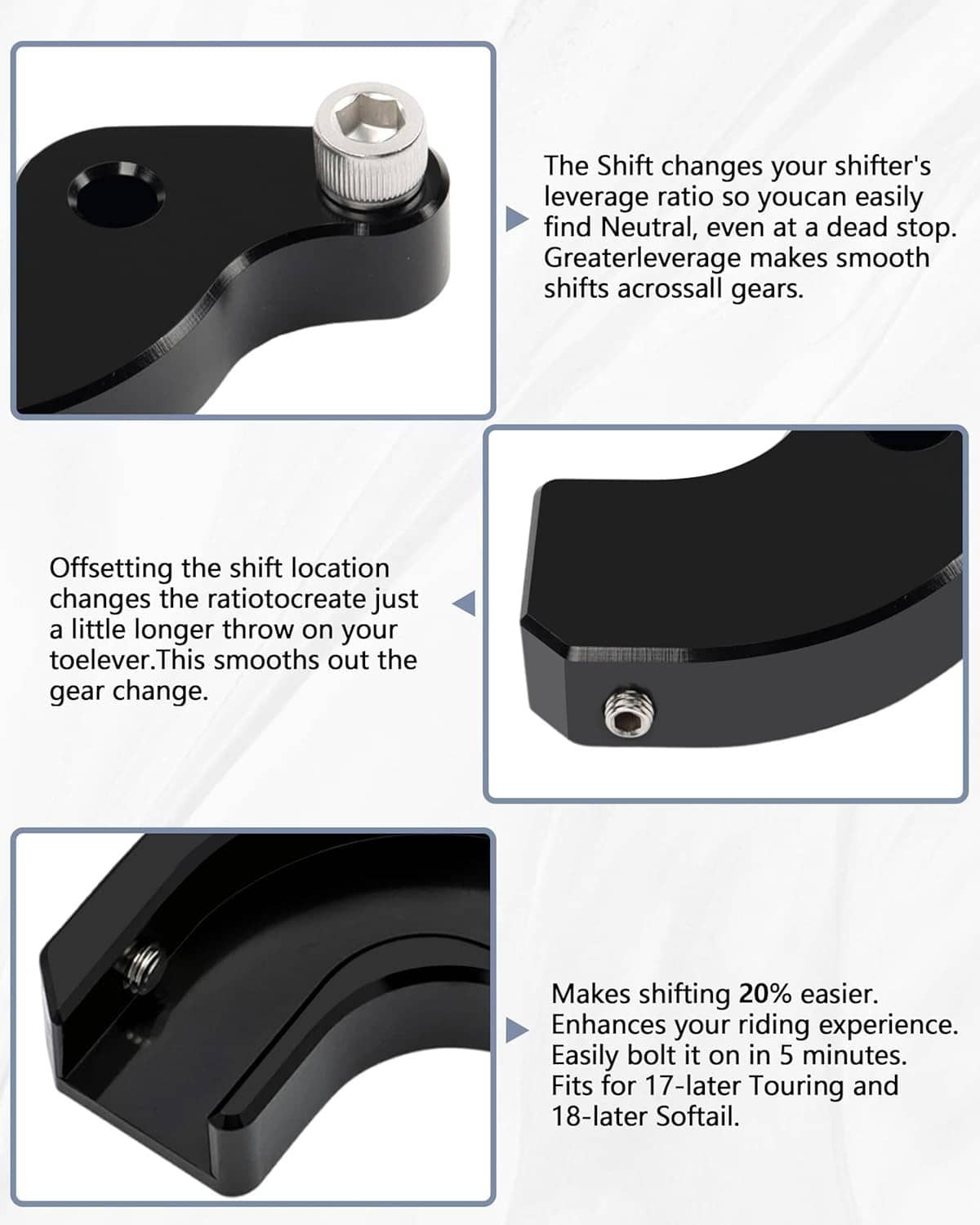 Bethesda Industrial Motorcycle EZ Shift Neutral Gear Assist Bracket for Harley M8 2018-2025 Touring