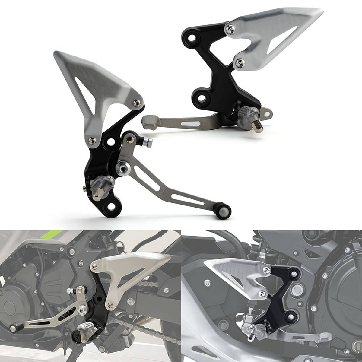 Bethesda Industrial Driver FootRest Pegs Bracket Set For Kawasaki Ninja 400 2018-24 & Z400 2019-24