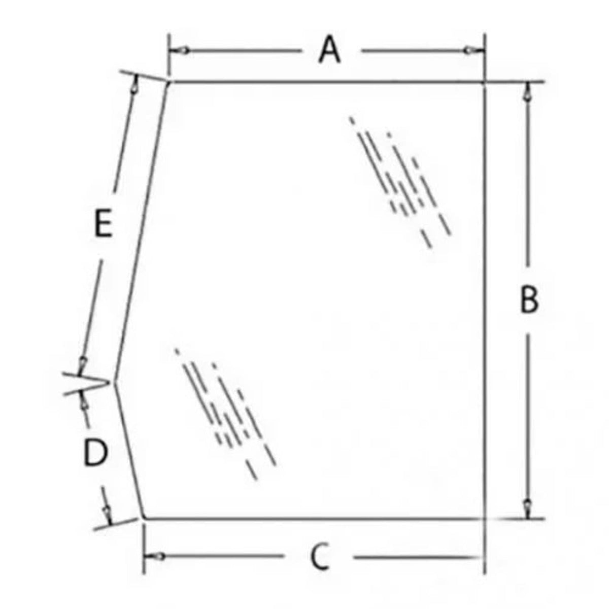 Bethesda Industrial Cab Glass - Door Upper Right Hand fits Ford 445C 445D 655C 555C E7NN94297N18AC
