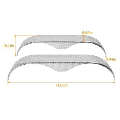 Bethesda Industrial Trailer Fenders 14" 15" 16" Tandem Teardrop Tread Plate Cargo 72" L 18" H 9" W