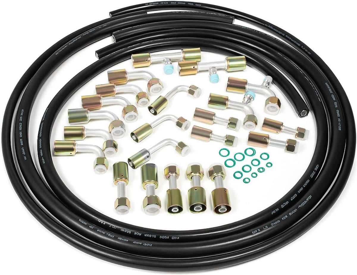 Bethesda Industrial Air Conditioning Hose & Fitting Kit Includes 6.5ft #6#8#10 AC Hoses and Fittings