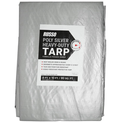 Bethesda Industrial 8 X 10 Heavy Duty Poly Weather Resistant Reinforced Silver Tarp