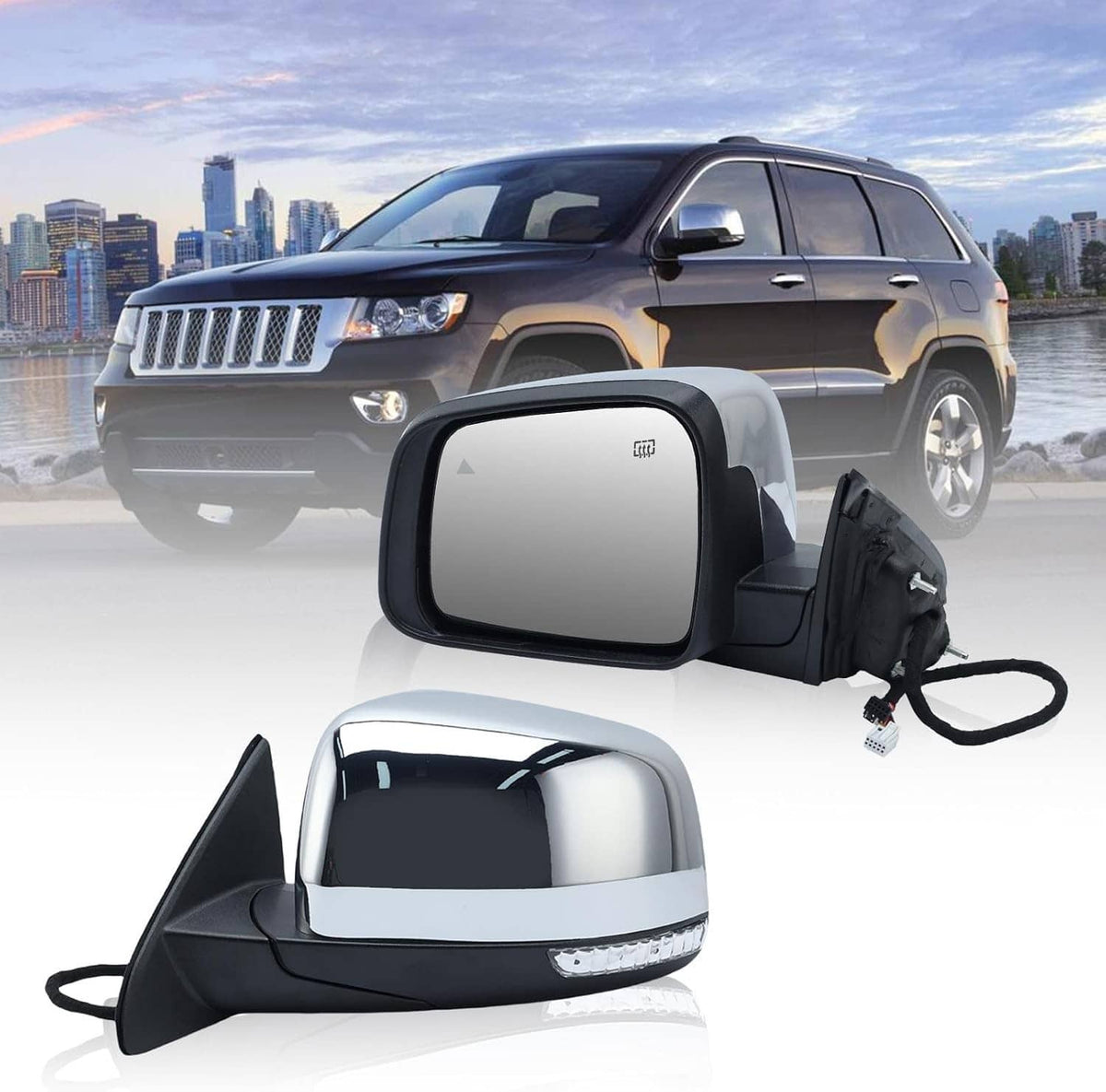 Bethesda Industrial Driver Side Mirror w/ Manual Folding Blind Spot For 2011-22 Jeep Grand Cherokee