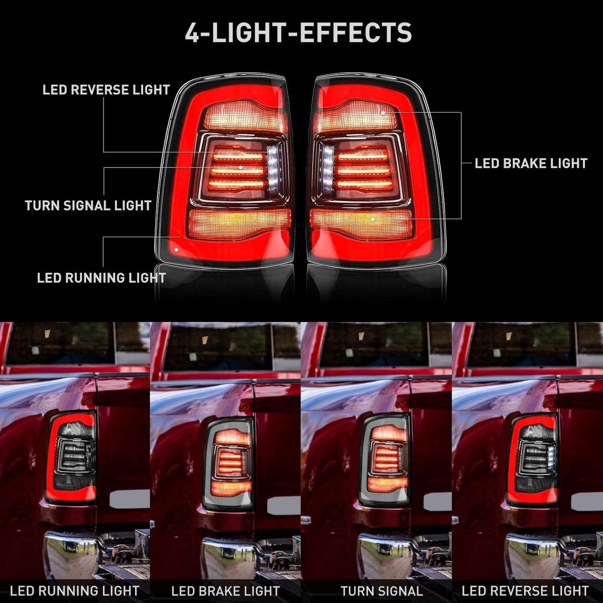 Bethesda Industrial Pair LED Tail Light for 09-18 Dodge Ram 1500 2500 3500 Rear Light Clear Lens New