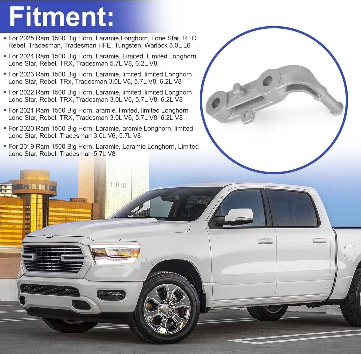 Bethesda Industrial Rear Right Exhaust Components-Tailpipe Bracket For 2019-24 Ram 1500 5.7/6.2L V8