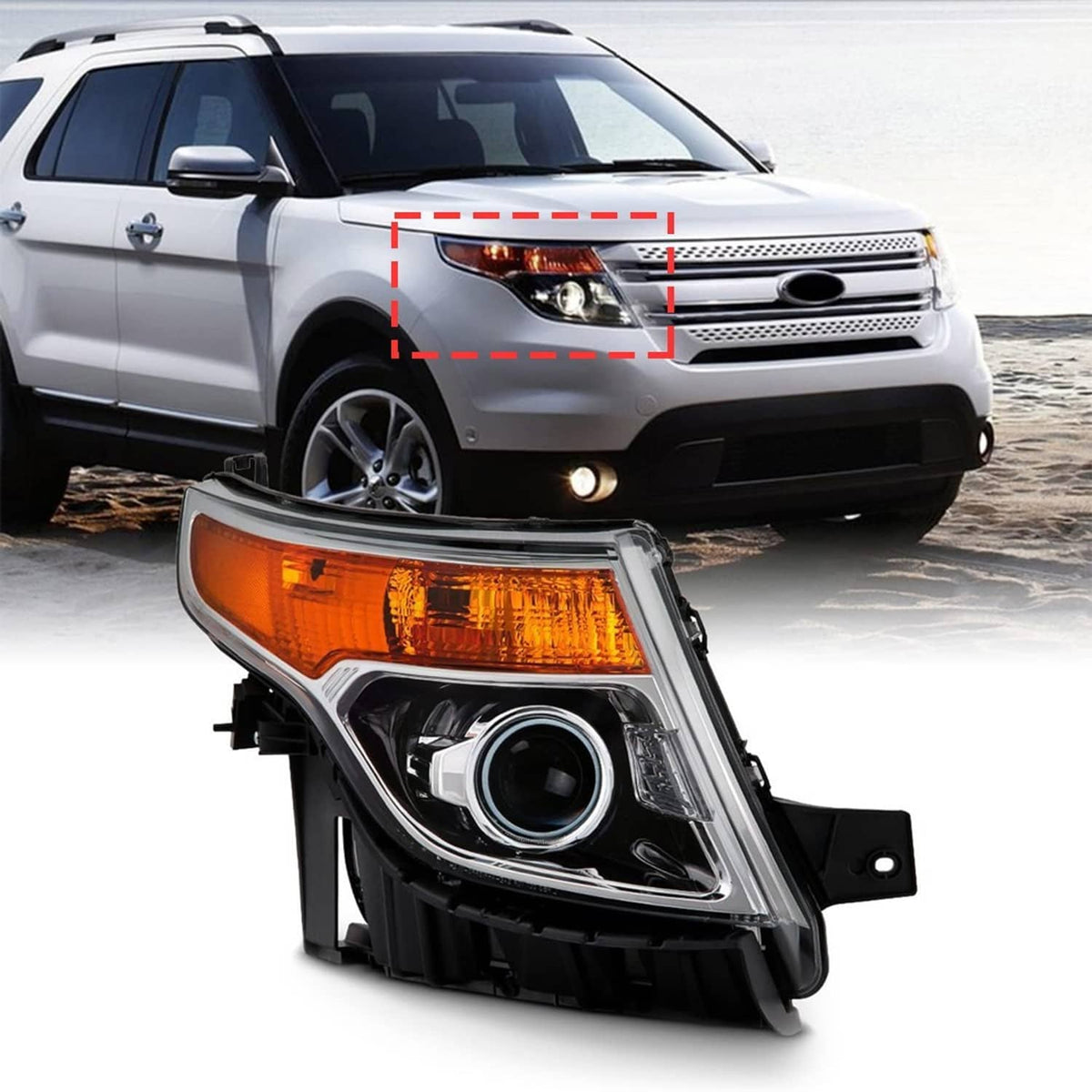 Bethesda Industrial Passenger Side For 2011-2015 Ford Explorer Headlight Factory Halogen Headlamp