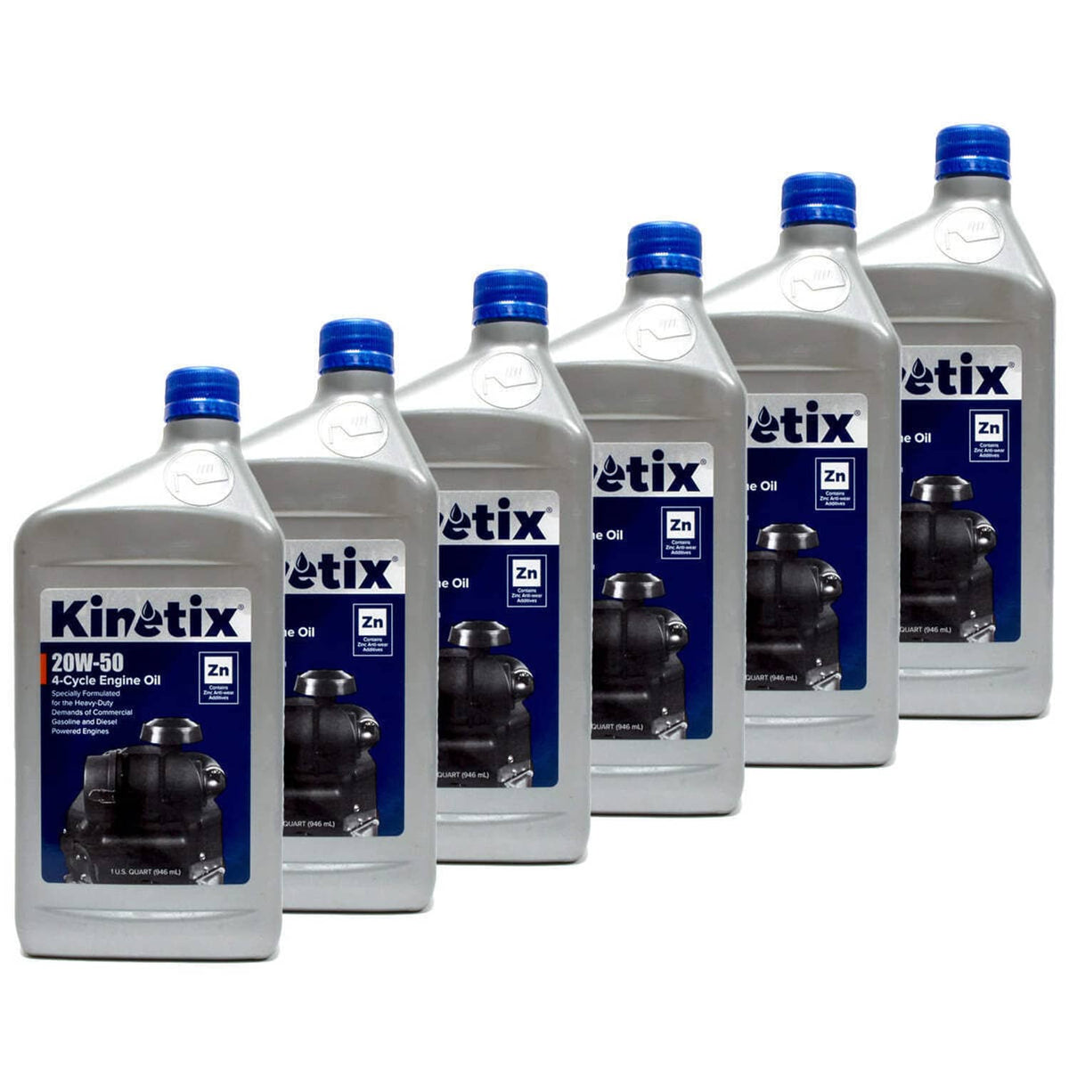 Bethesda Industrial 6PK High Quality Kinetix 20W-50 Small Engine Oil 1 Quart Bottle 80007