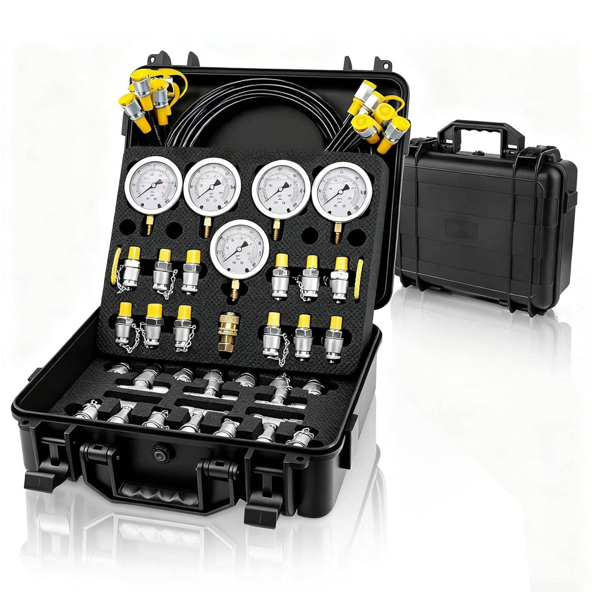 Bethesda Industrial 60Mpa Hydraulic Pressure Test Kit 5 Gauges 13 Couplings 14 Tee Connectors 5 Hose