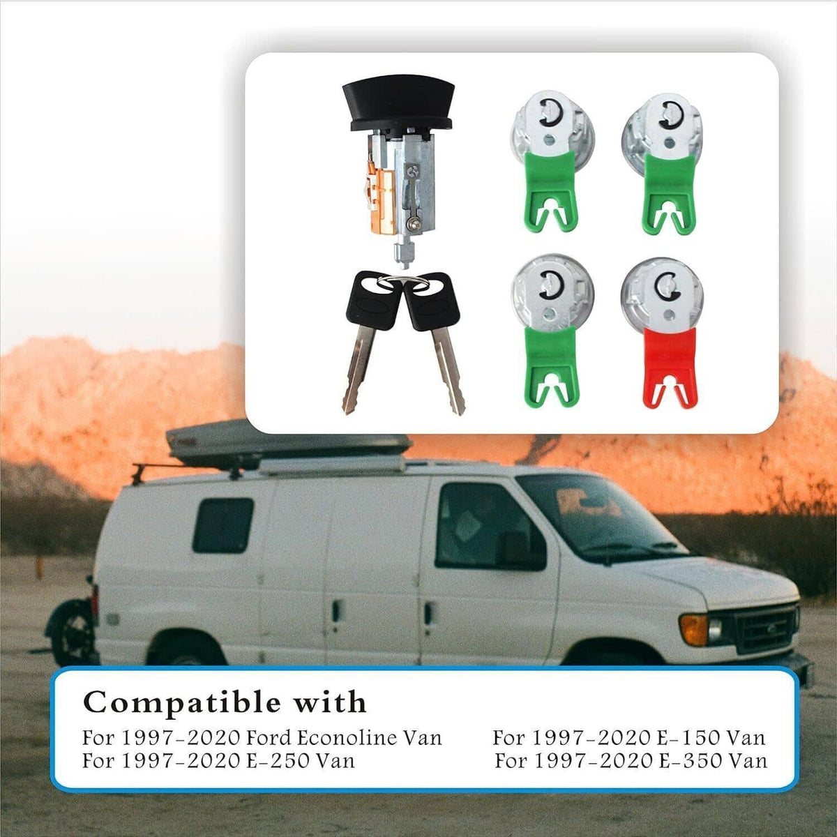 Bethesda Industrial For Ford Econoline Van E150 E250 E350 Ignition & Door Lock Cylinder KEYED ALIKE