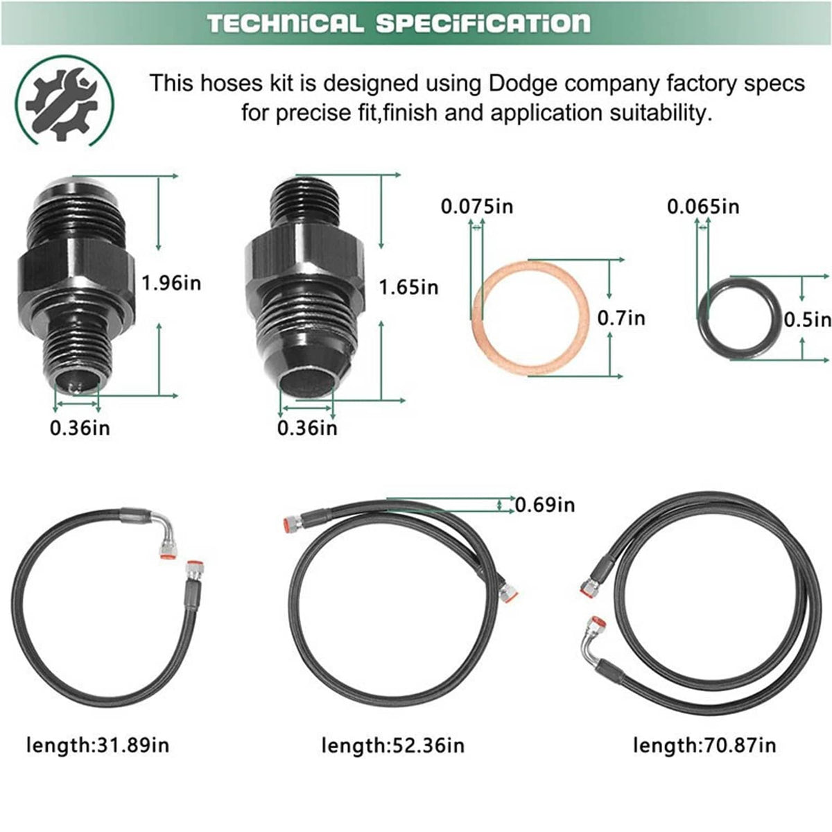 Bethesda Industrial New 48RE Transmission Cooler Hose Line Fittings for 2003-2007 Dodge Ram 5.9L