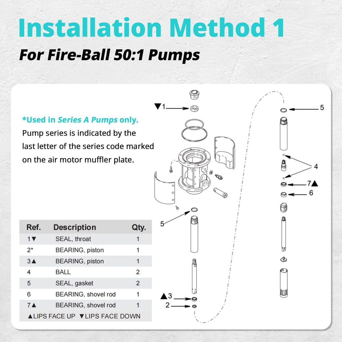 Bethesda Industrial 241623 Pump Repair Kit Fit for Fireball 300 (50:1) & Dynastar 10:1 Grease Pumps