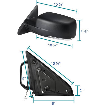 Bethesda Industrial Left/Driver Fits 2013-2019 Dodge Ram 1500 Power Fold+Heated+Temp Sensor Mirror