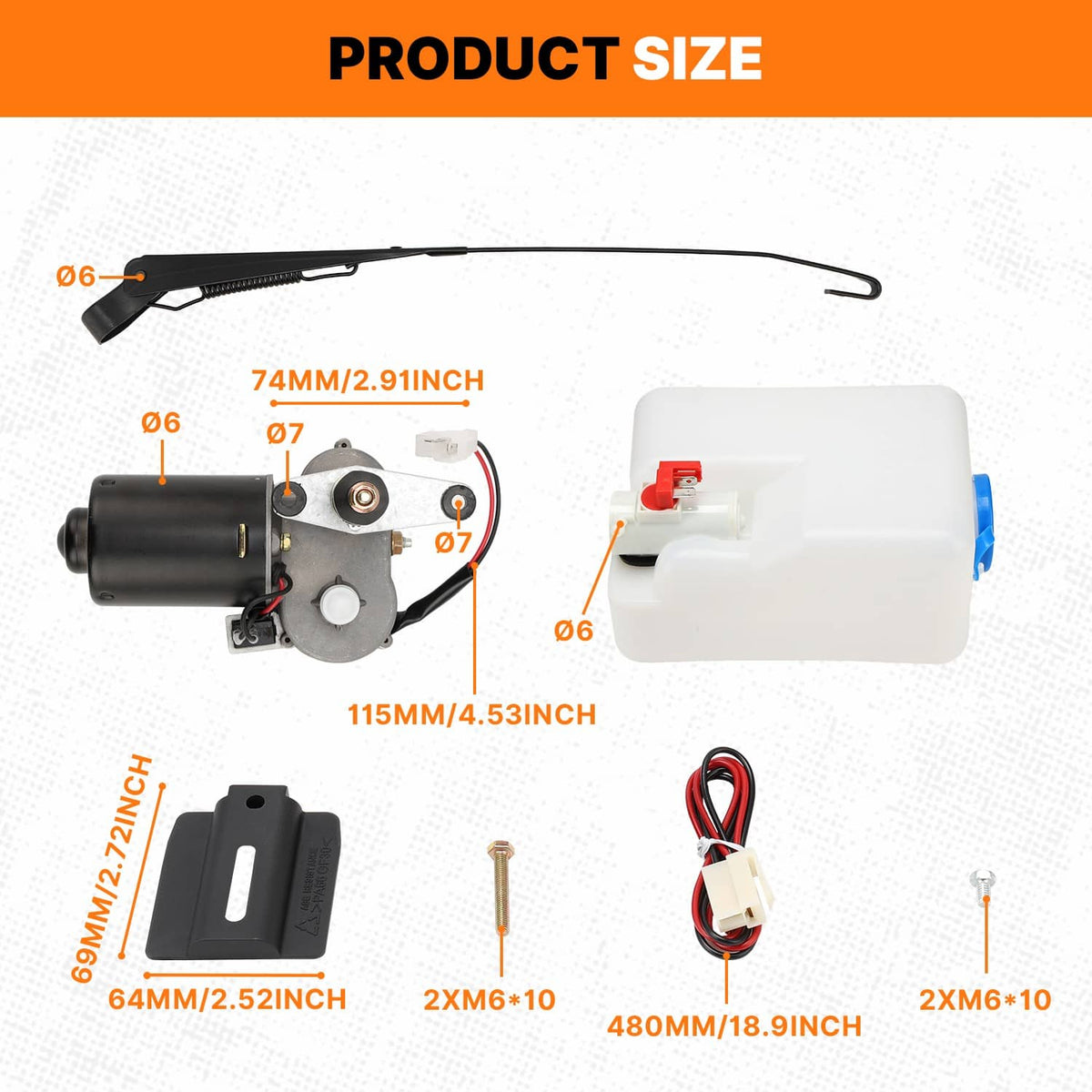 Bethesda Industrial 12V Electric Windshield Wiper Motor Kit Fit For Polaris Ranger 570/900/1000 US