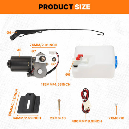 Bethesda Industrial 12V Electric Windshield Wiper Motor Kit Fit For Polaris Ranger 570/900/1000 US