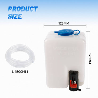 Bethesda Industrial Windshield Washer Bottle Tank Pump Wiper System Reservoir Kit 12V Universal 1.5L