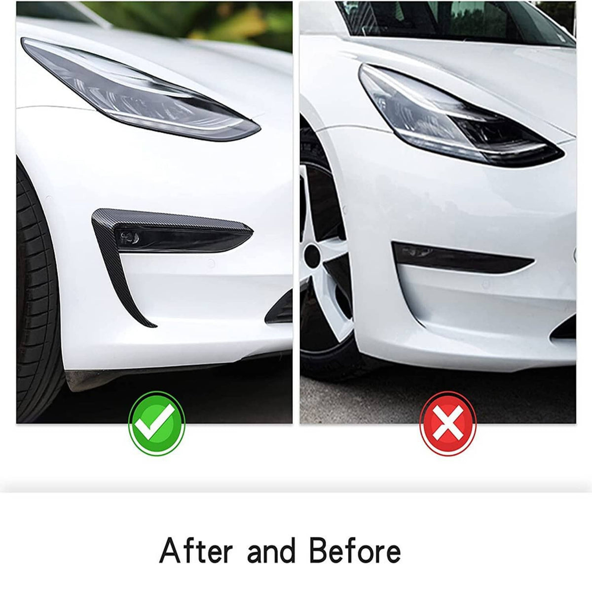 Bethesda Industrial Front Fog Light Eyebrow Cover Trim Carbon Fiber Style For 2017+ U8 Tesla Model 3