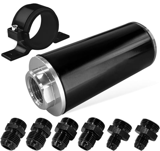 Bethesda Industrial High Flow 100 Micron Inline Fuel Filter Cleanable AN6 AN8 AN10 Adapter Fitting