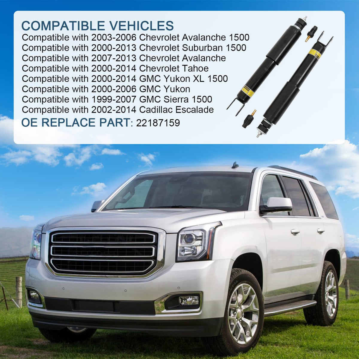 Bethesda Industrial For Cadillac Escalade Front Quality Air Shock Set(2) Left & Right 22187157