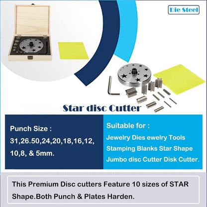 Bethesda Industrial Disc Cutter 5mm to 31mm With 10 Punches For Star Shapes Stamping Blanks Star