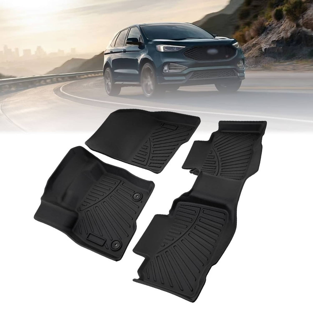 Bethesda Industrial All Weather Floor Mats Cargo TPE Liner for 2015-2024 Ford Edge Front & Rear Set